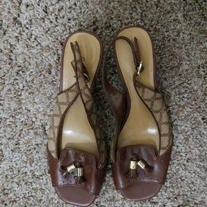 Vintage Etienne Aigner Brown Leather/Fabric Pumps